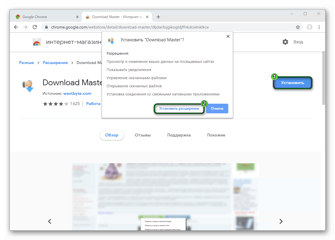 Установить расширение Download Master для Google Chrome
